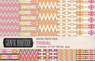 10 Tribal Digital Paper Pack