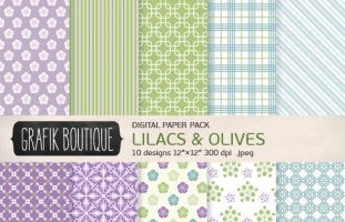 10 Digital Paper Pack Lilacs and