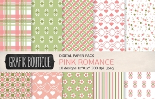 10 Digital Paper Pack Pink Romance 