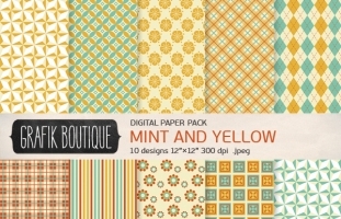 10 Digital Paper Pack Mint &