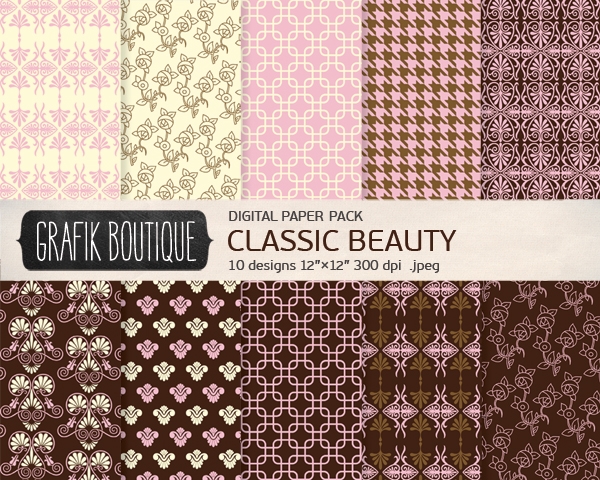 Download 10 Digital Paper Pack Classic Beauty  