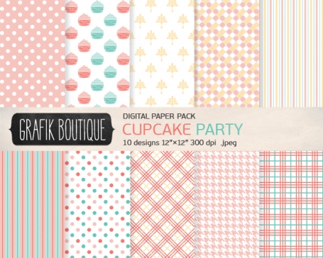10 Digital Paper Pack Cupcake