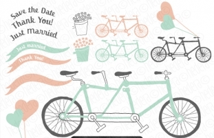 Tandem Bicycle Invitation Vector