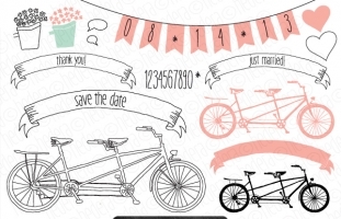 Tandem Bicycle Wedding Invitation