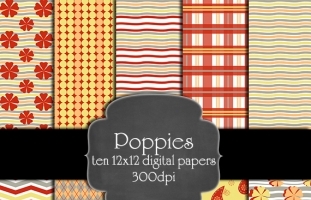 Poppies Digital Paper Pack