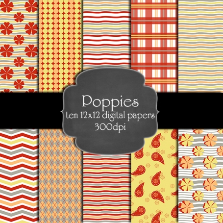 Poppies Digital Paper Pack