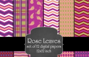 Rose Leaves Digital Paper Pack