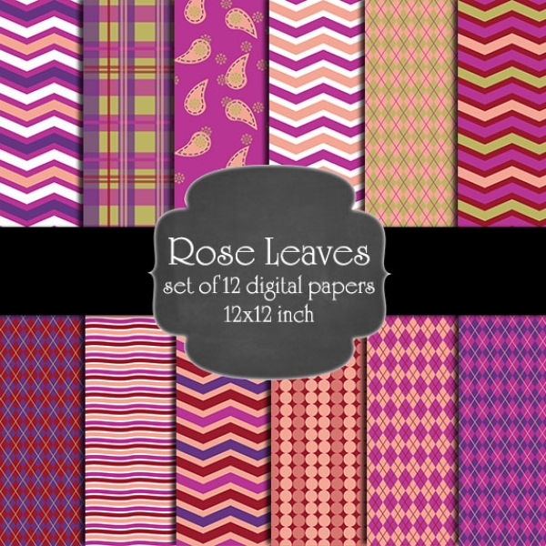 Download Rose Leaves Digital Paper Pack 