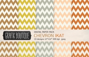 10 Chevron Ikat Digital Paper Pack 