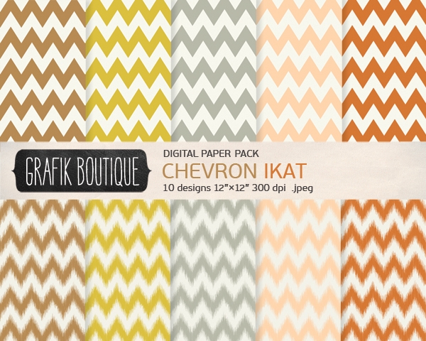 Download 10 Chevron Ikat Digital Paper Pack  