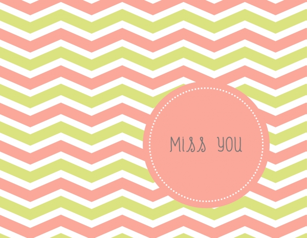 Download Pink And Green Chevron - Miss You Card 