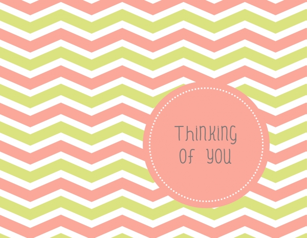 Download Pink And Green Chevron - Thinking Of You Card 