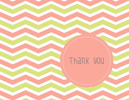 Pink And Green Chevron - Thank You