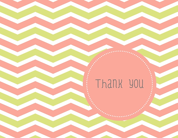 Download Pink And Green Chevron - Thank You Card 