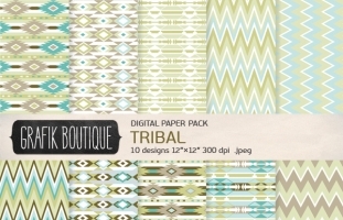 10 Tribal Digital Paper Pack N43 