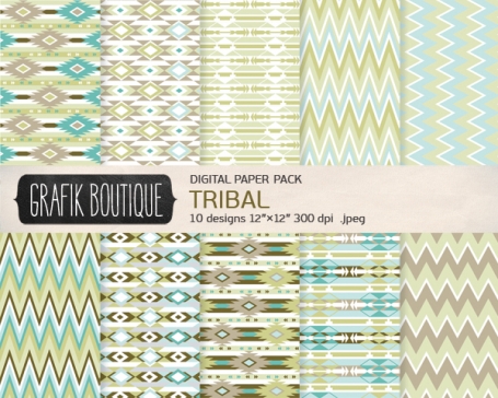 10 Tribal Digital Paper Pack N43 