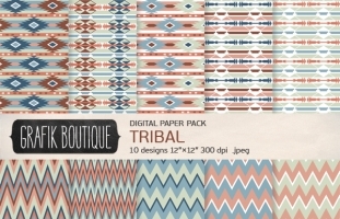 10 Tribal Digital Paper Pack N46 