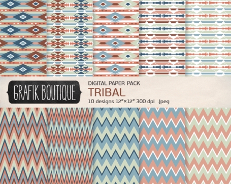 10 Tribal Digital Paper Pack N46 