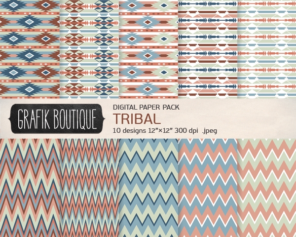 Download 10 Tribal Digital Paper Pack N46  