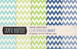 10 Chevron Ikat Digital Paper Pack