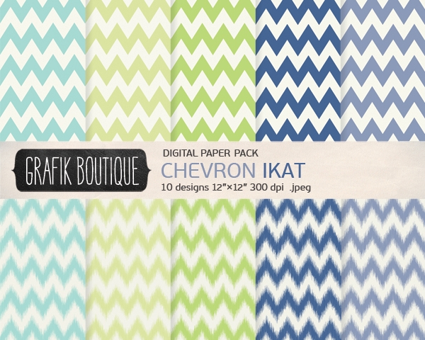 Download 10 Chevron Ikat Digital Paper Pack N48  