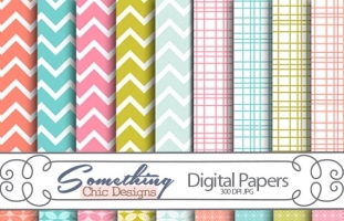 Summer Chevron Digital Backgrounds