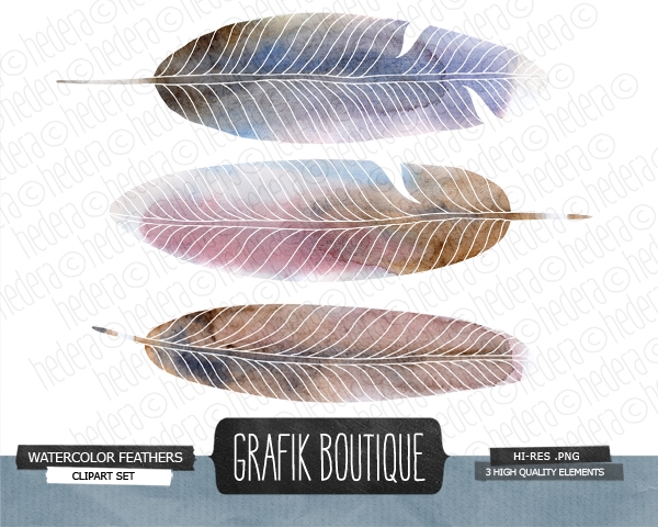 Download Hand Painted Watercolor Feathers Clip art Tribal D 