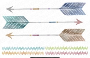 3 Hand Painted Watercolor Arrows