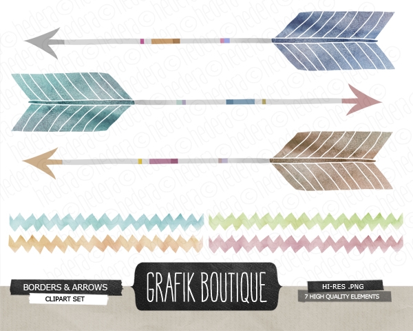 Download 3 Hand Painted Watercolor Arrows And Chevron Clip  