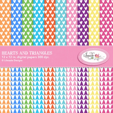 Hearts and Triangles Digital Papers
