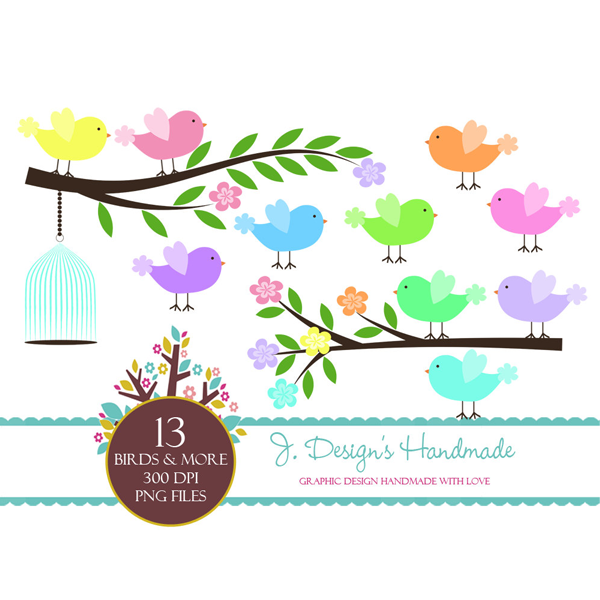 Download Birds And Tree Branches Commercial Use Clipart 