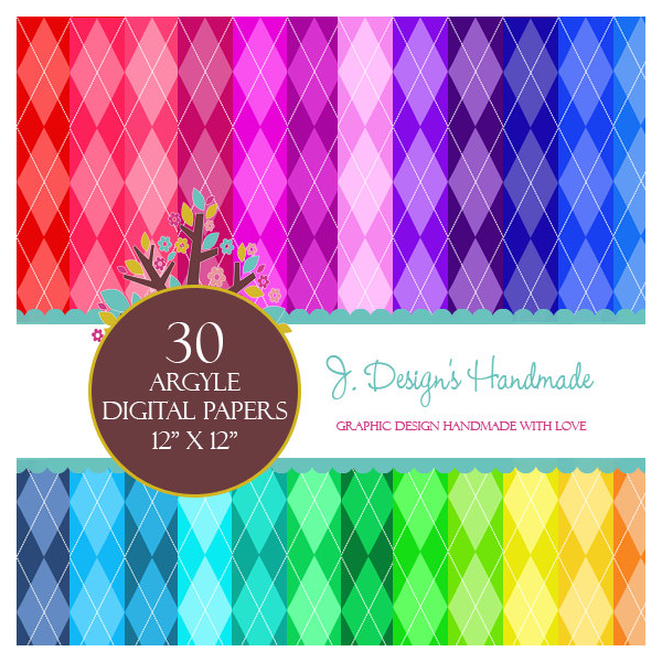 Download  Argyle Commercial Use Digital Paper Pack 