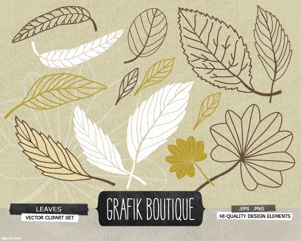 Download Brown White Leaves Silhouette Vector Clip Art   