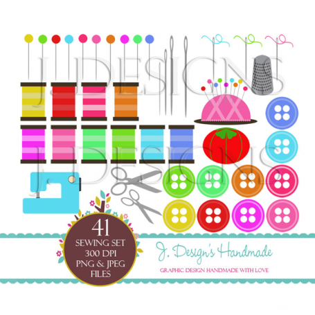 Sewing Commercial Use Clipart Set