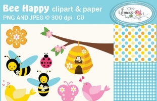 Bees cliparts and digital papers