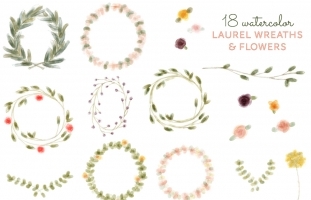 18 Laurel Wreath & Flower Clip
