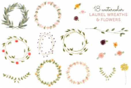 18 Laurel Wreath & Flower Clip