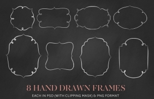 16 hand drawn digital frames