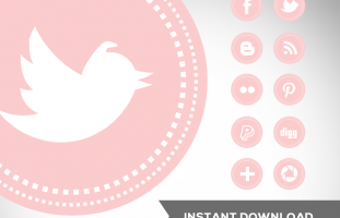 Soft Pink Social Media Icons