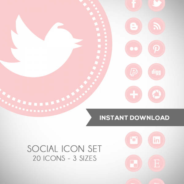 Soft Pink Social Media Icons - Web / Icons | Luvly