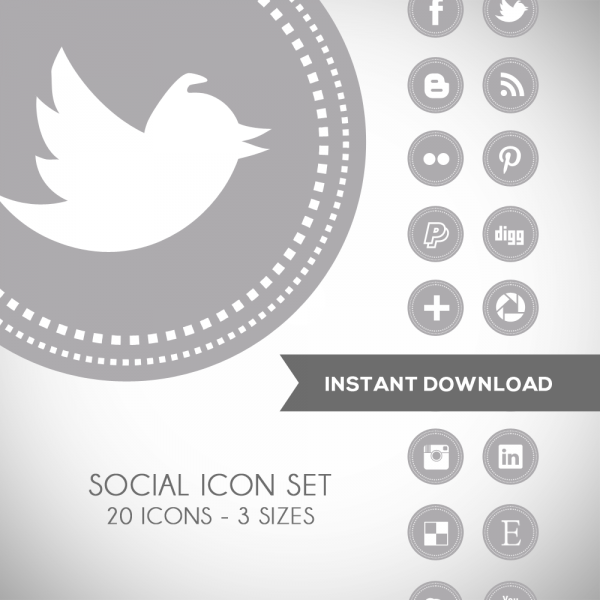 Download Solid Grey Social Media Icons 