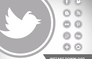 Round Grey Social Media Icons