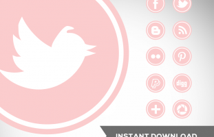 Round Pink Social Media Icons