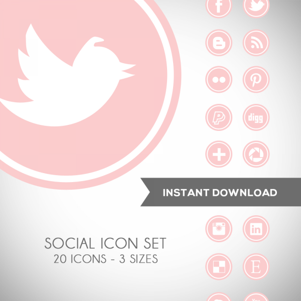 Download Round Pink Social Media Icons 