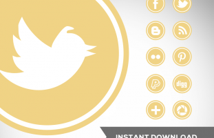 Round Yellow Social Media Icons