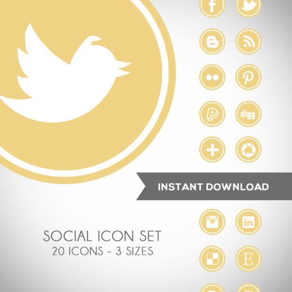 Download Round Yellow Social Media Icons 