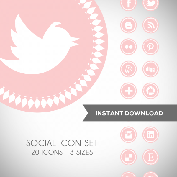 Download Spike Pink Social Media Icons 