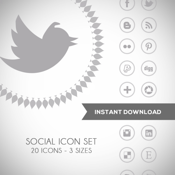 Download Spike Trans Grey Social Media Icons 