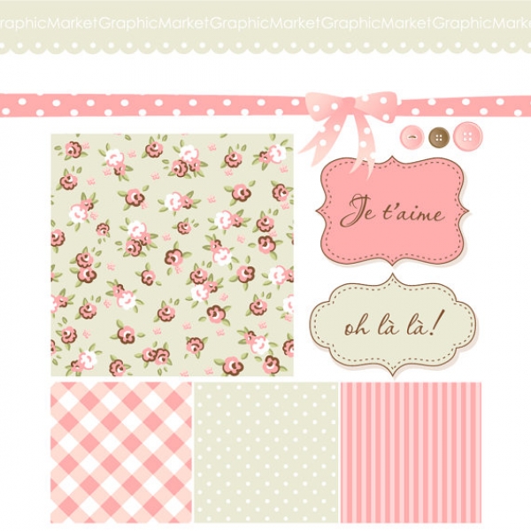 Download Soft Shabby Chic Digital Papers 