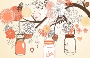 Hand Drawn Orange Mason Jars